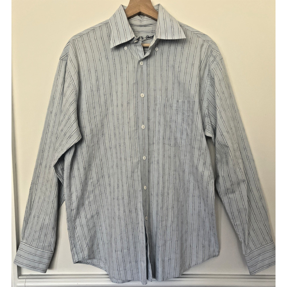Bugatchi Uomo Mens Button Down Shirt Medium Long Sleeve Striped